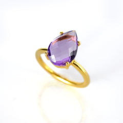 Purple Amethyst Teardrop Ring - February Birthstone - Danique Jewelry