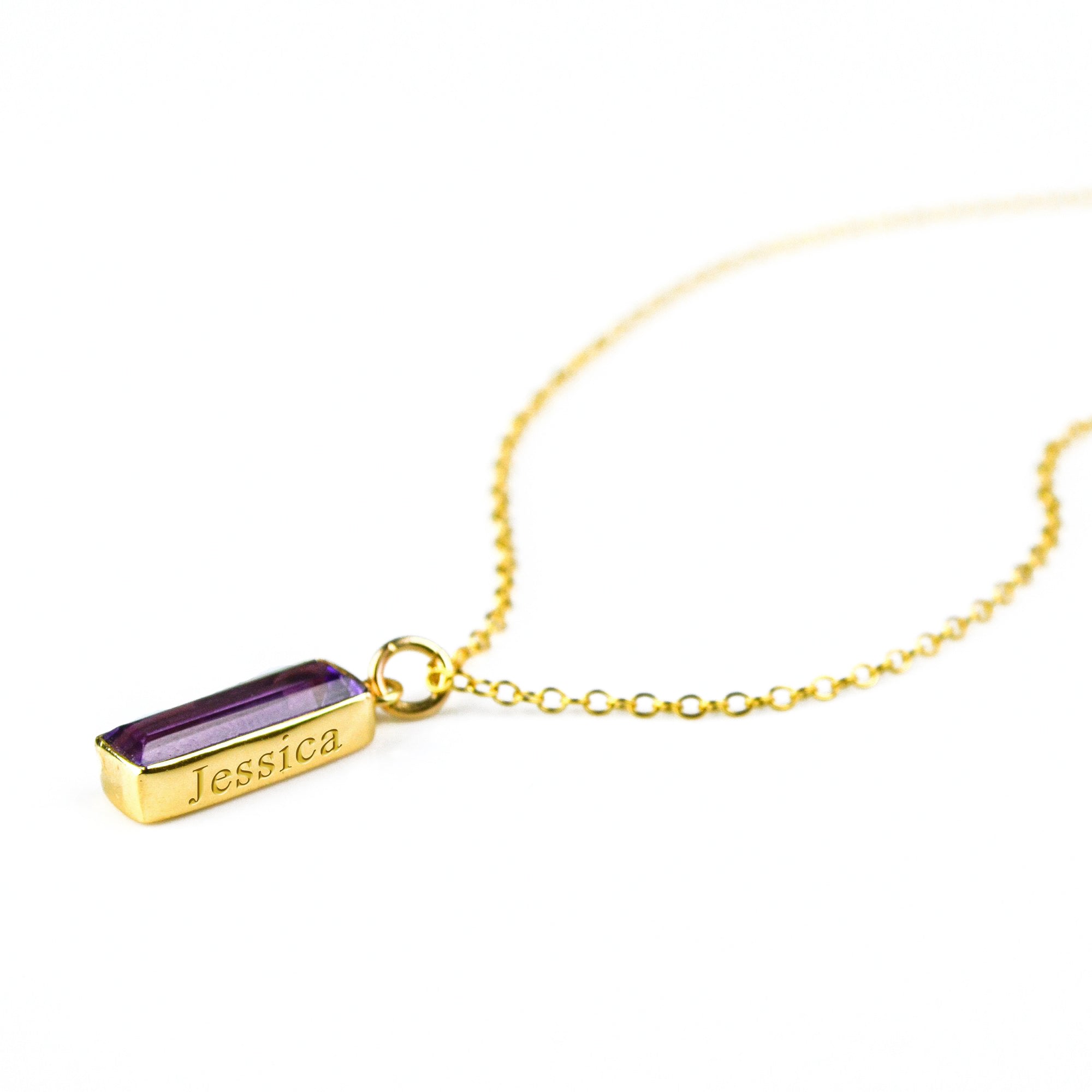 Purple Amethyst Vertical Bar Necklace : February Birthstone : Adira Series