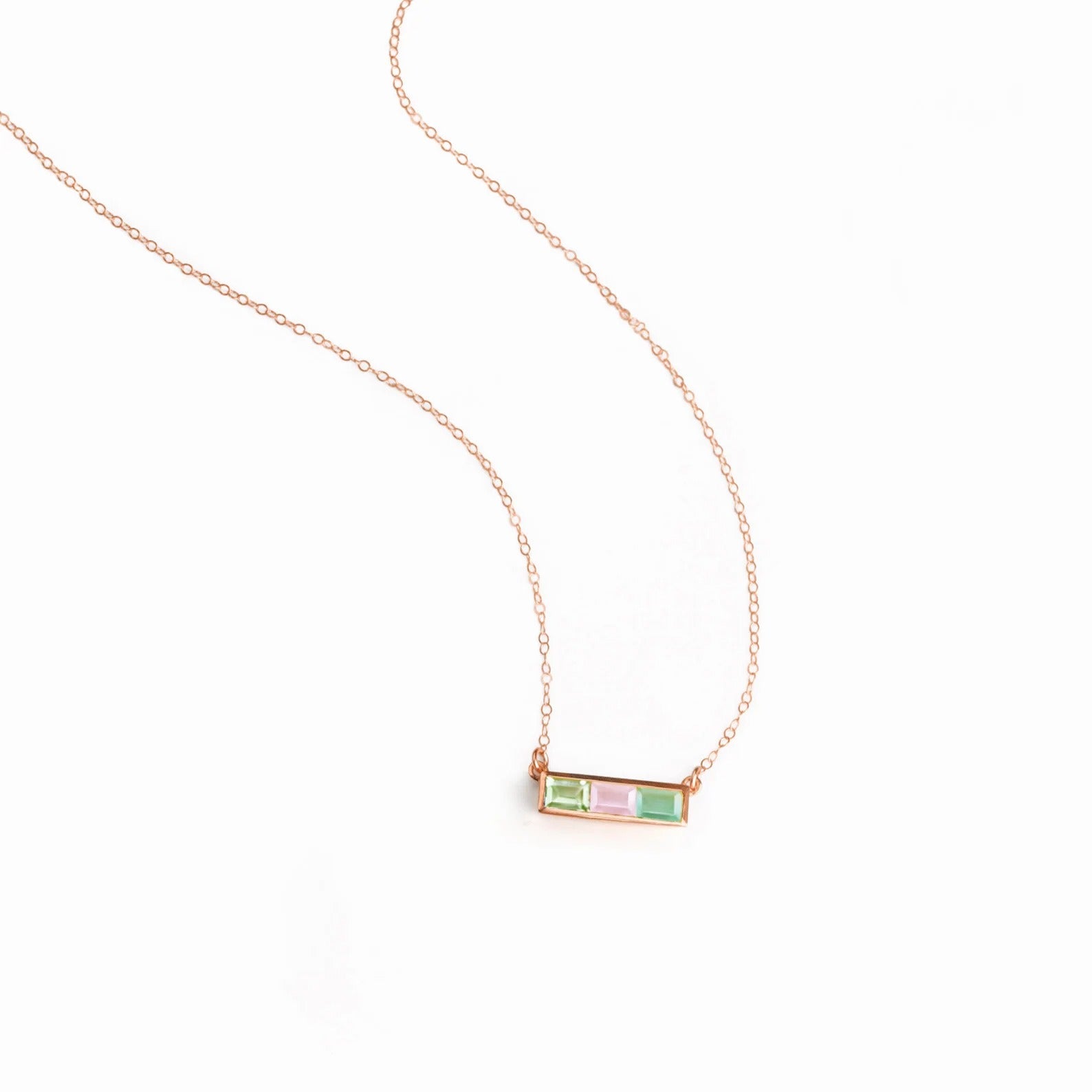 Multi Birthstone Combination Horizontal Bar Necklace