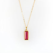 Ruby Vertical Bar Necklace : July Birthstone : Adira Series