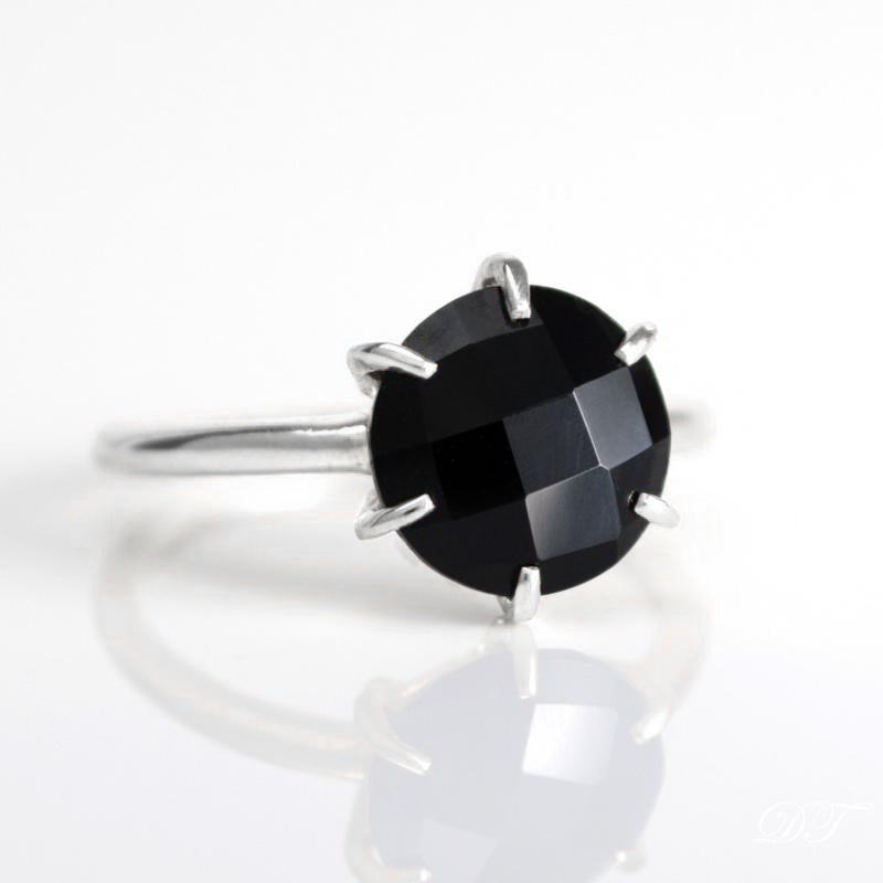 Women's Square Black Onyx Stone Silver Ring, Authentic Design Ladies  Jewelry | eBay