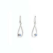 Minimalist Open Teardrop Earring Customized Bezel Set Birthstones