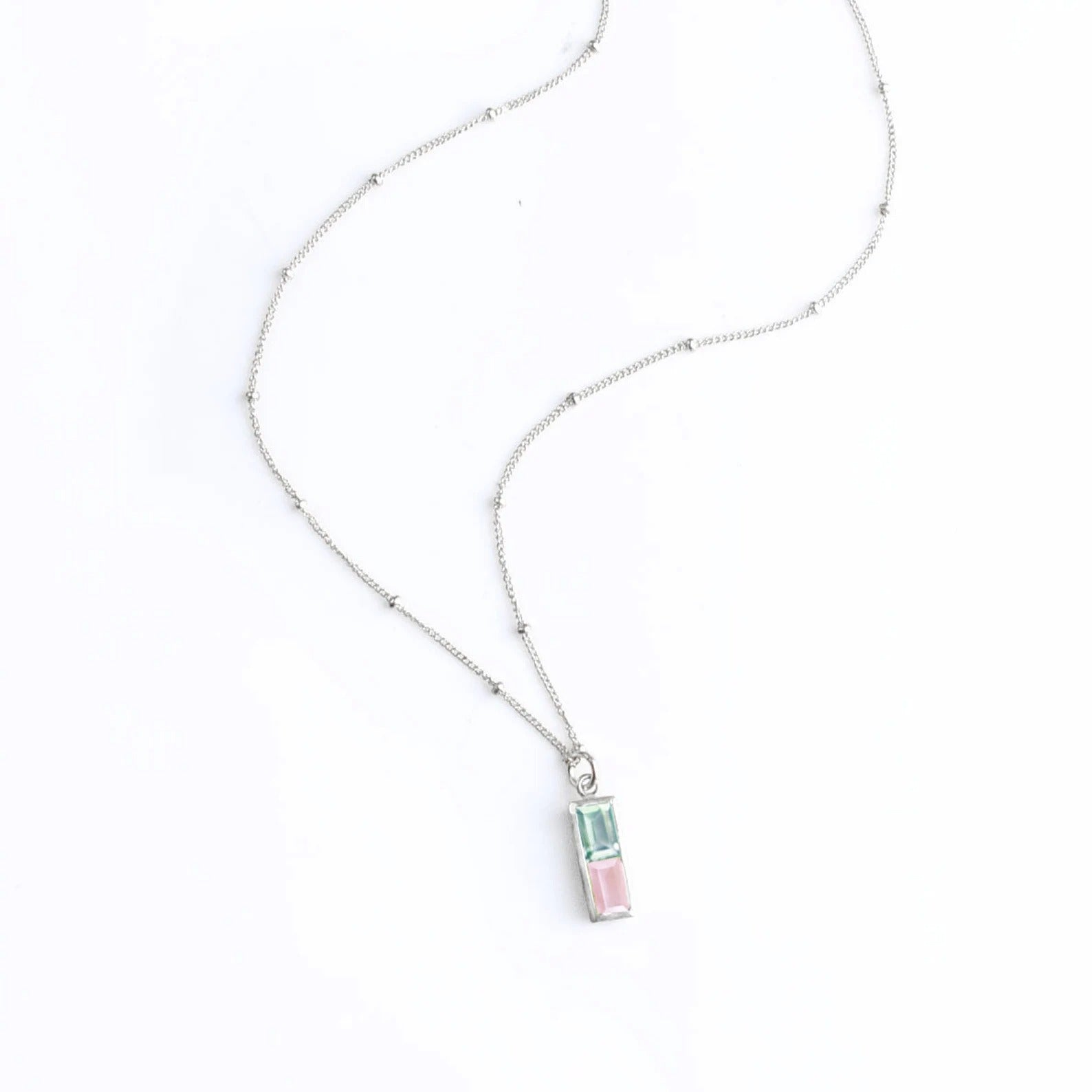 Multi Birthstone Combination Vertical Bar Necklace