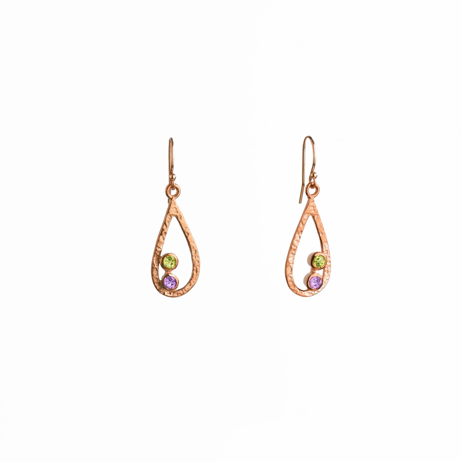 Minimalist Open Teardrop Earring Customized Bezel Set Birthstones