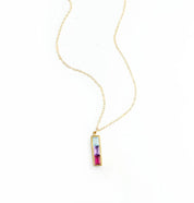 Multi Birthstone Combination Vertical Bar Necklace