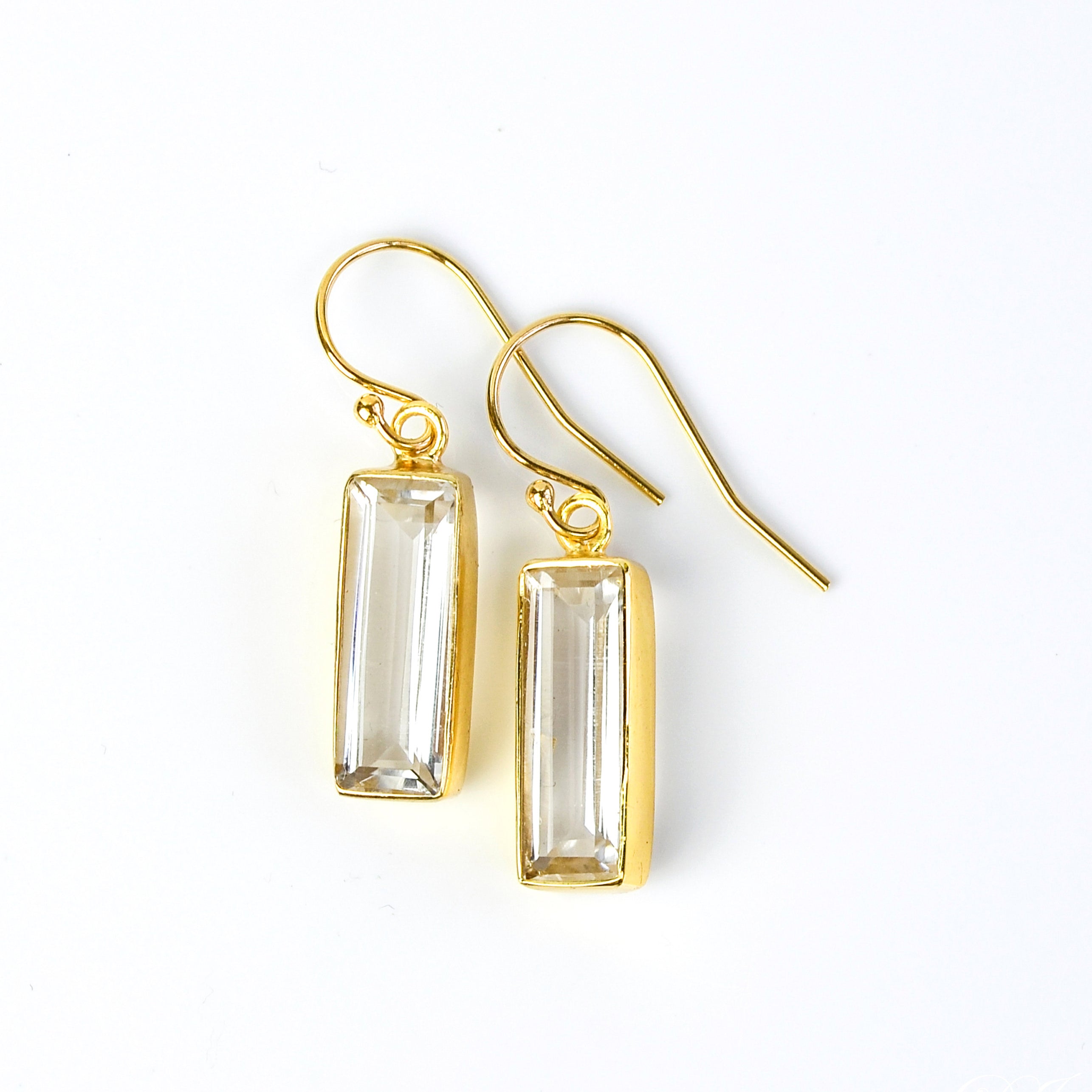 Clear Quartz Bar Earrings : April Birthstone : Adira Series