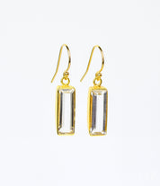 Clear Quartz Bar Earrings : April Birthstone : Adira Series