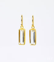 Clear Quartz Bar Earrings : April Birthstone : Adira Series