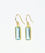 Blue Quartz Bar Drop Earrings, Adira Series, December Birthstone