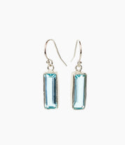 Blue Quartz Bar Drop Earrings, Adira Series, December Birthstone