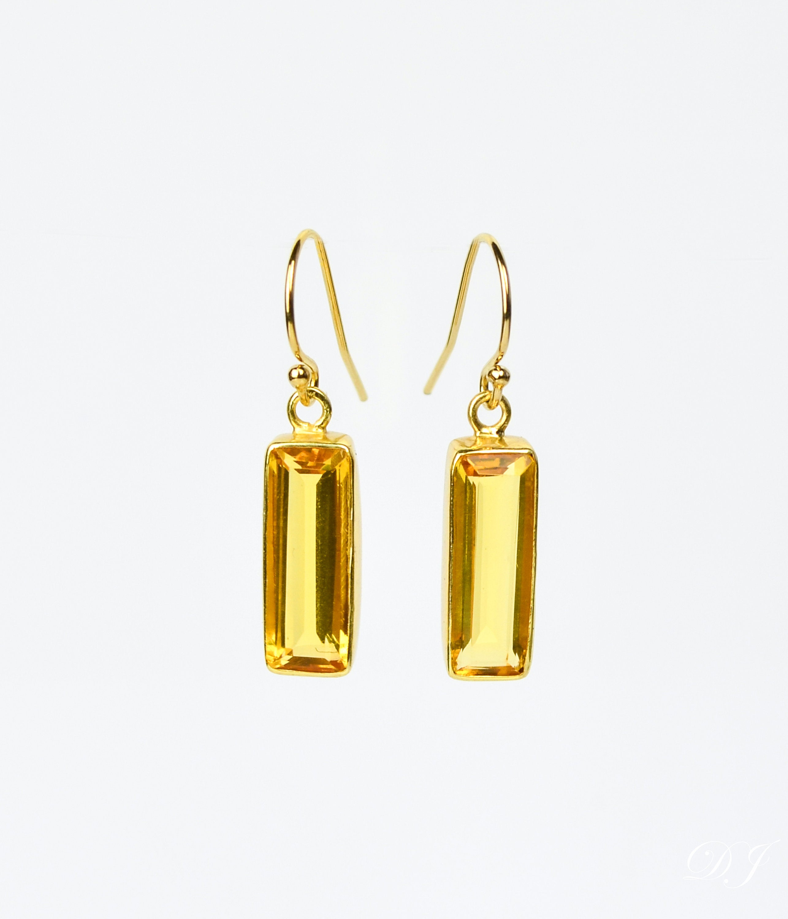 Citrine Bar Earrings : November Birthstone : Adira Series