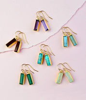 Copper Turquoise Bar Earrings : December Birthstone : Adira Series