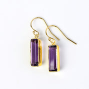 Purple Amethyst Bar Earrings : February Birthstone : Adira Series