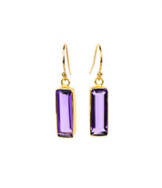 Purple Amethyst Bar Earrings : February Birthstone : Adira Series