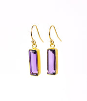 Purple Amethyst Bar Earrings : February Birthstone : Adira Series