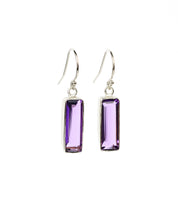 Purple Amethyst Bar Earrings : February Birthstone : Adira Series