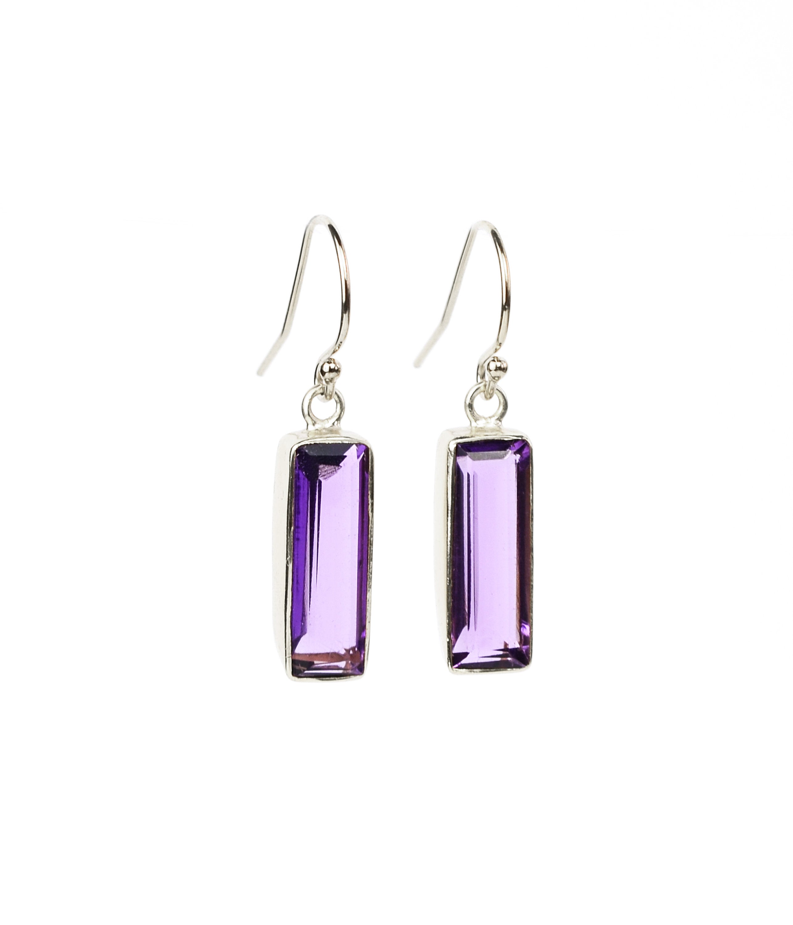 Purple Amethyst Bar Earrings : February Birthstone : Adira Series