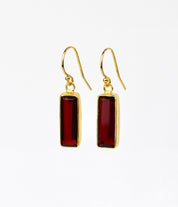 Garnet Bar Earrings : January Birthstone : Adira Series