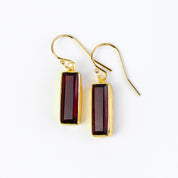 Garnet Bar Earrings : January Birthstone : Adira Series