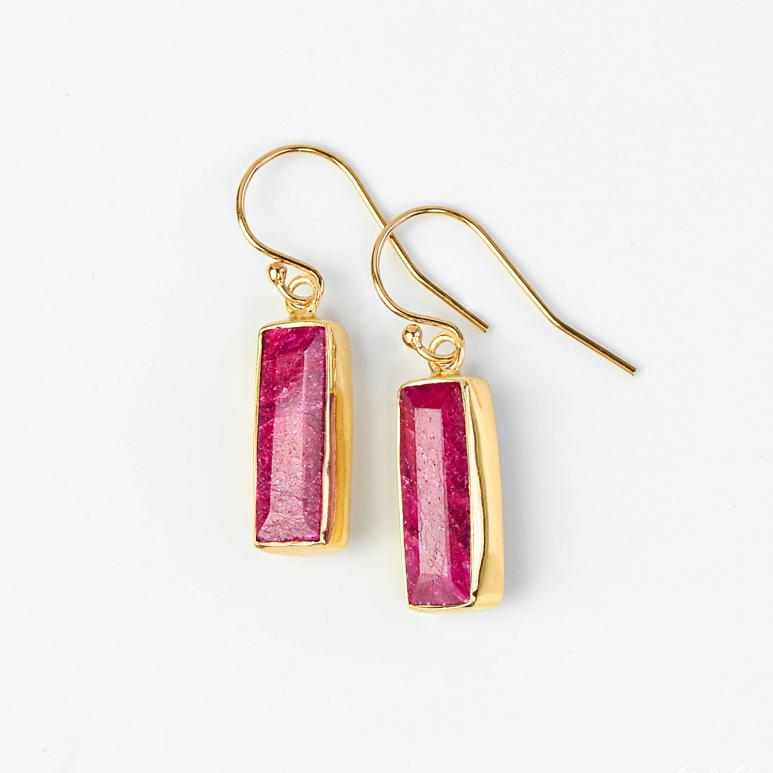 Ruby Bar Earrings : July Birthstone : Adira Series