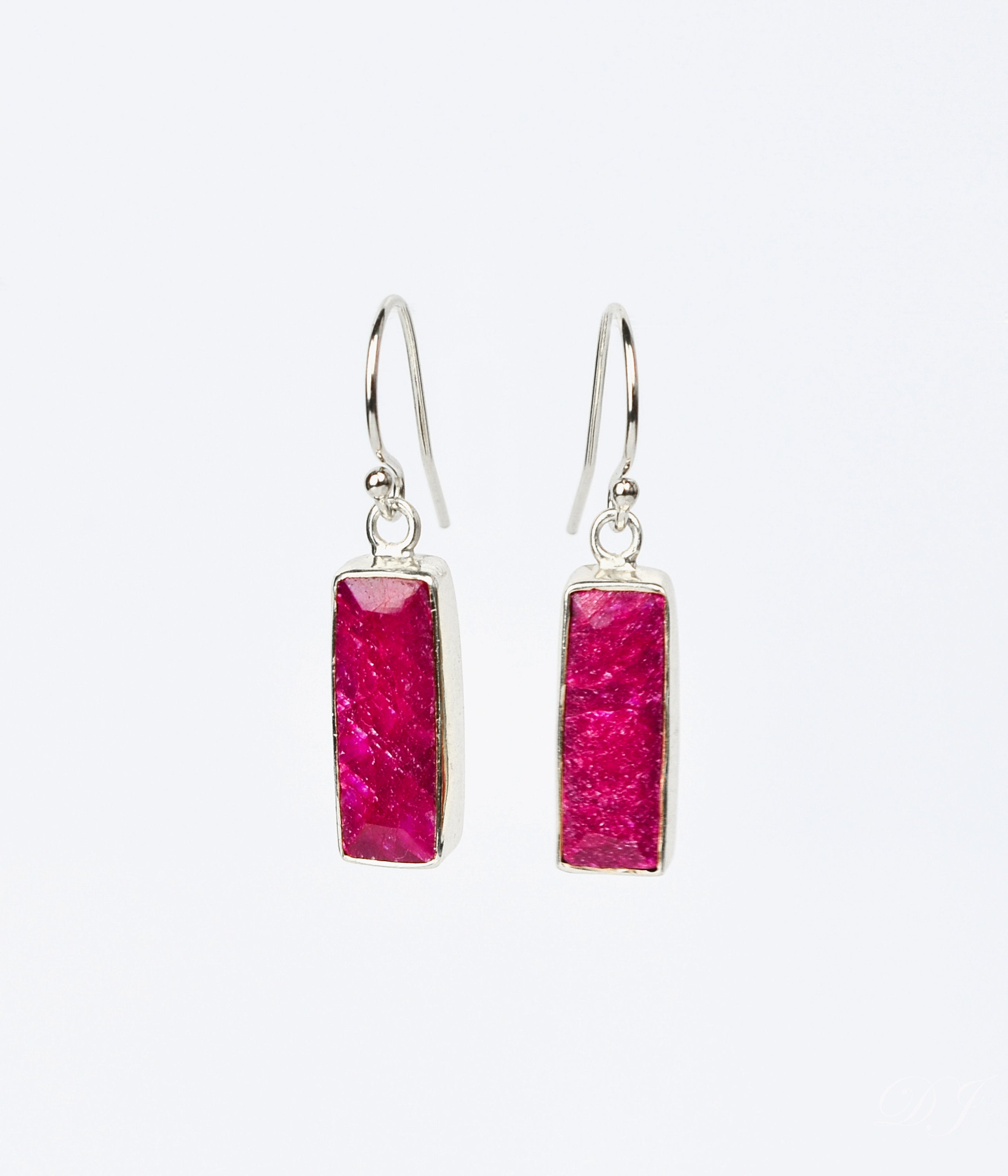 Ruby Bar Earrings : July Birthstone : Adira Series