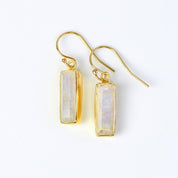 Rainbow Moonstone Bar Earrings : June Birthstone : Adira Series