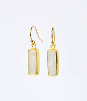 Rainbow Moonstone Bar Earrings : June Birthstone : Adira Series