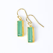 Aqua Chalcedony Bar Earrings : March Birthstone : Adira Series