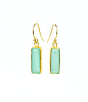 Aqua Chalcedony Bar Earrings : March Birthstone : Adira Series