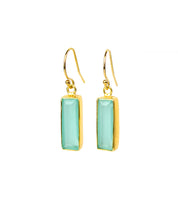 Aqua Chalcedony Bar Earrings : March Birthstone : Adira Series