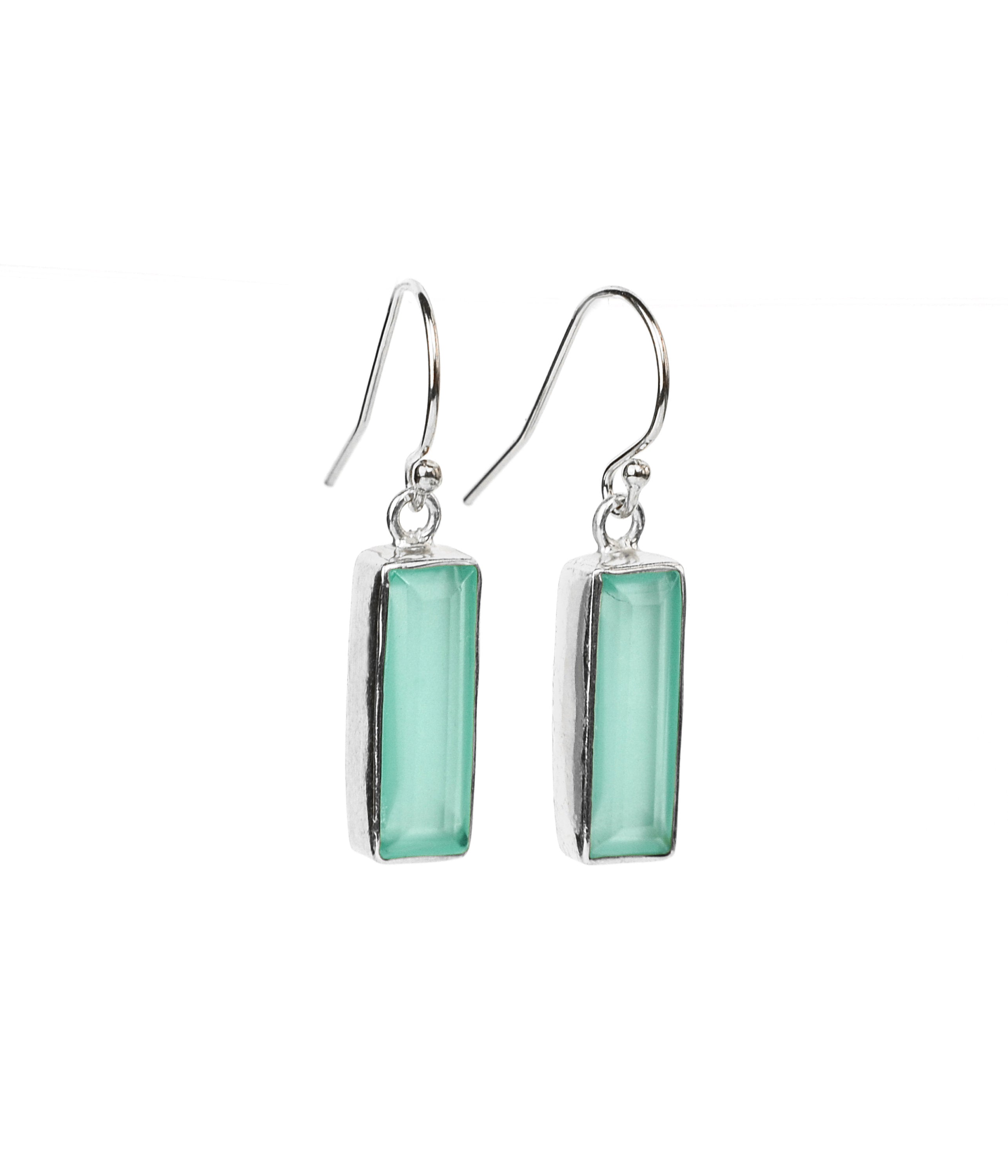 Aqua Chalcedony Bar Earrings : March Birthstone : Adira Series