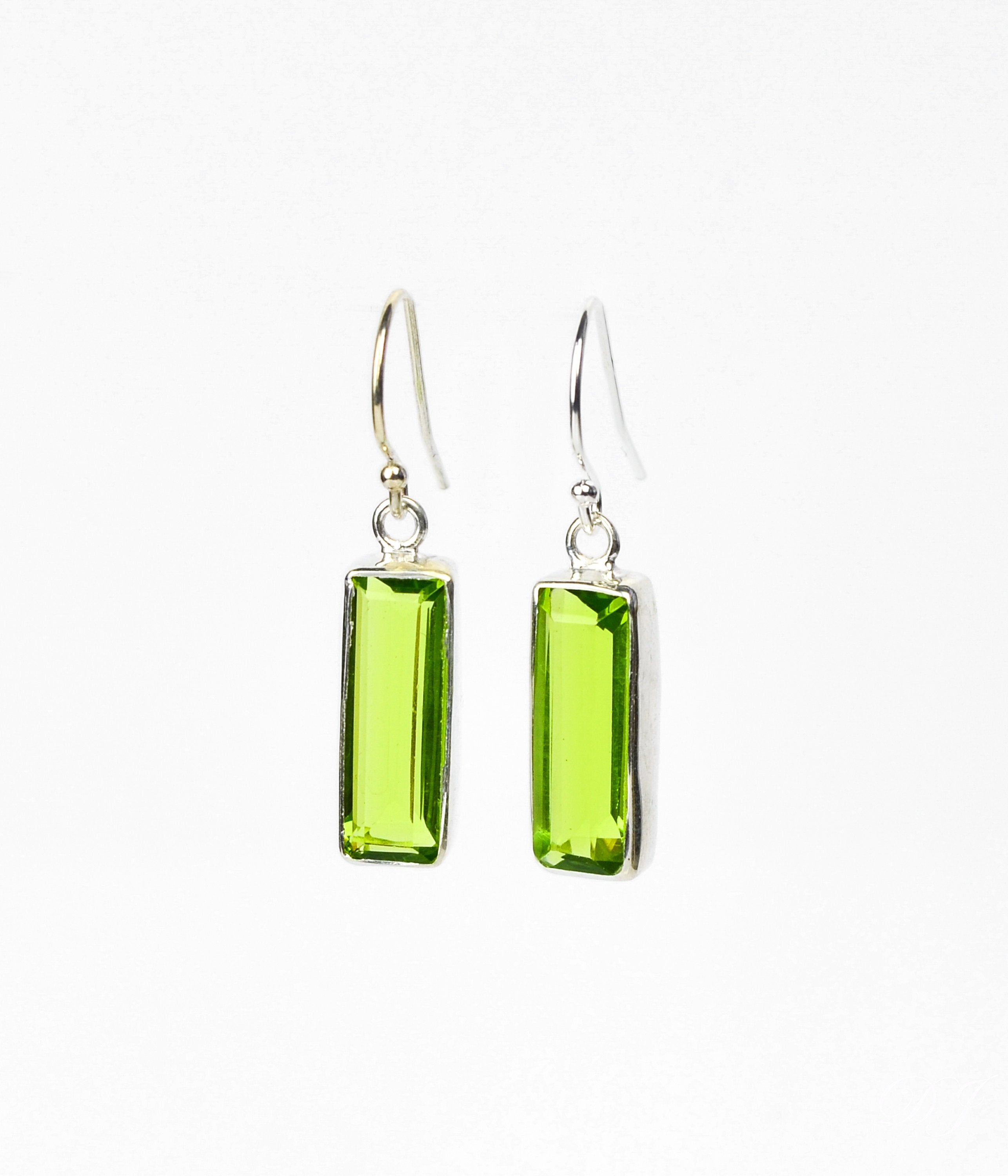 Peridot Bar Earrings : August Birthstone : Adira Series