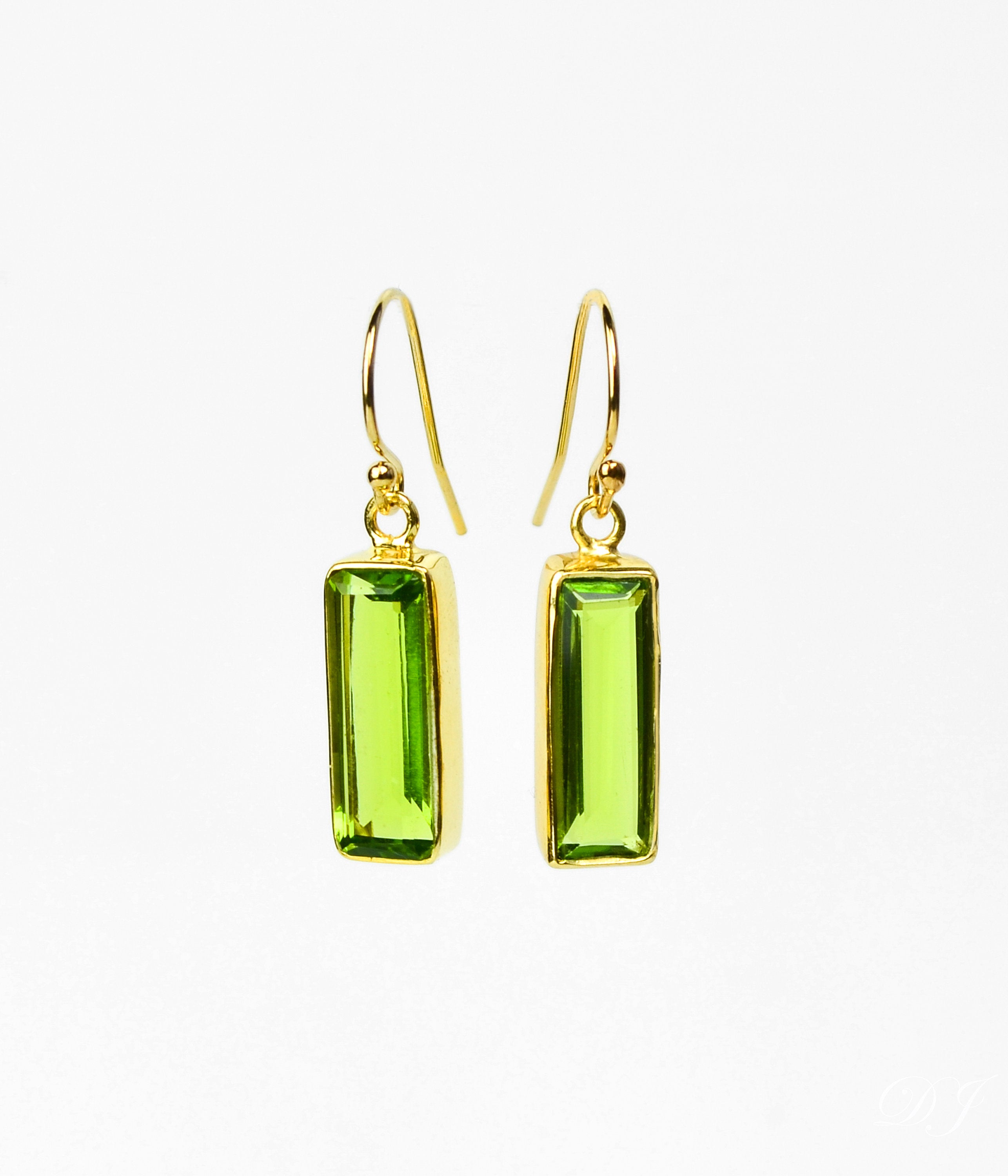 Peridot Bar Earrings : August Birthstone : Adira Series