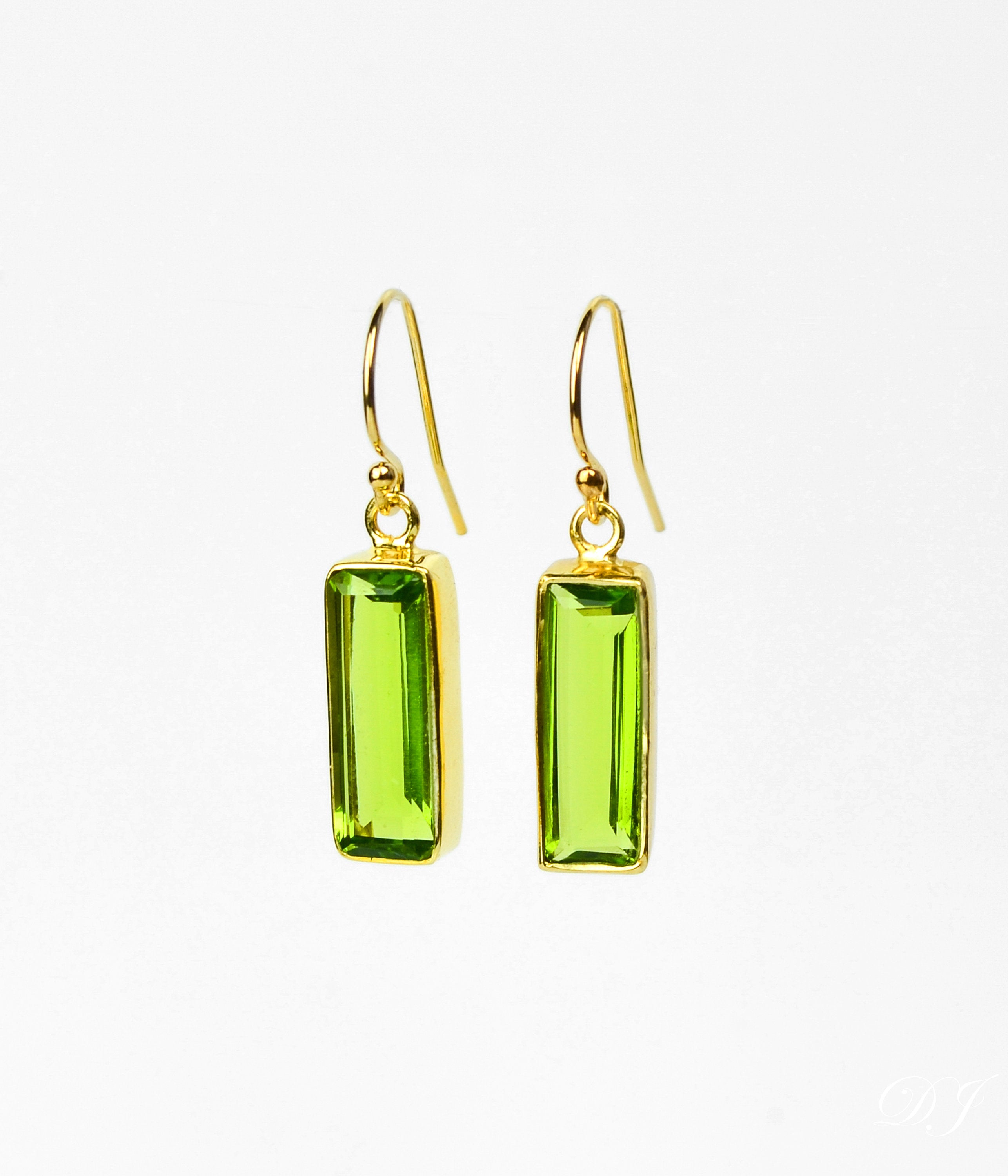 Peridot Bar Earrings : August Birthstone : Adira Series