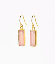 Pink Chalcedony Bar Earrings : October Birthstone : Adira Series