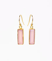 Pink Chalcedony Bar Earrings : October Birthstone : Adira Series