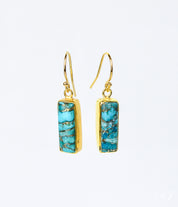 Copper Turquoise Bar Earrings : December Birthstone : Adira Series