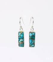 Copper Turquoise Bar Earrings : December Birthstone : Adira Series