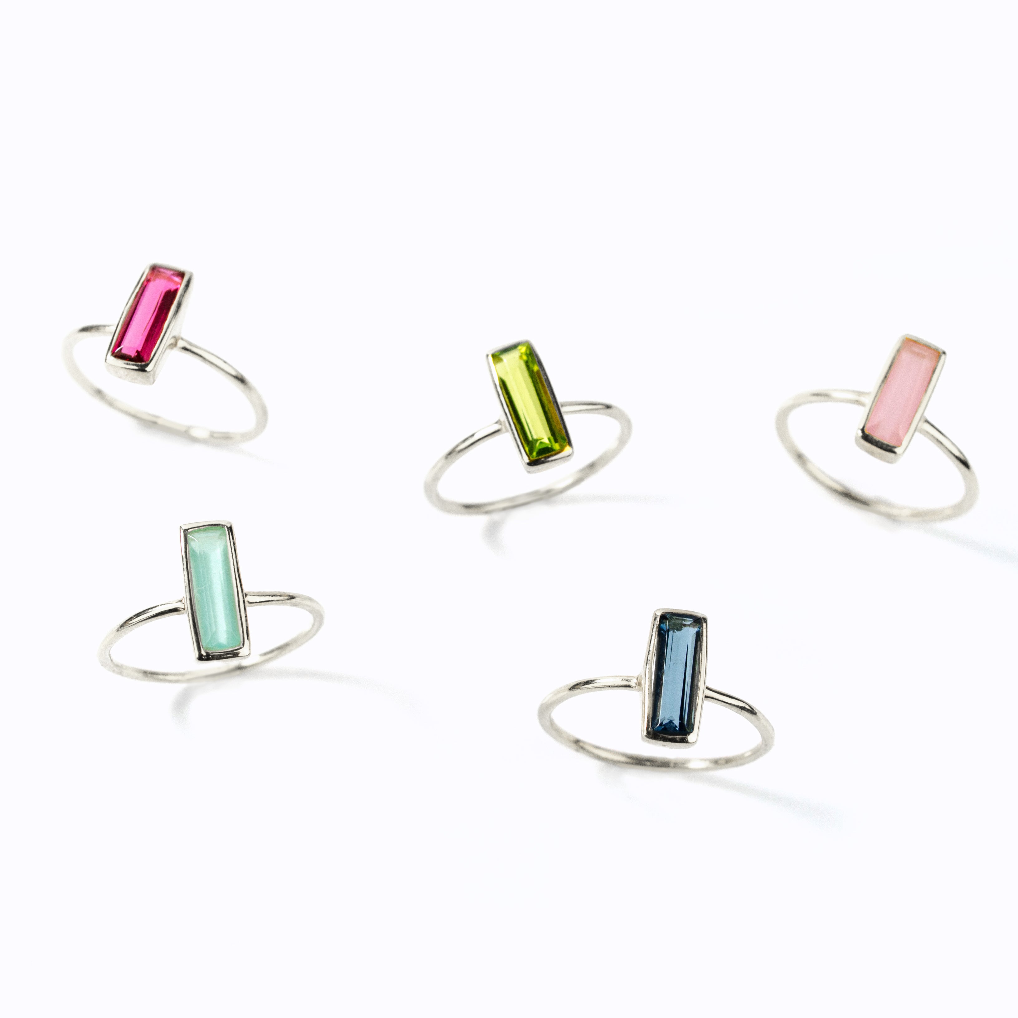 Tiny Pink Chalcedony Bar Ring : October Birthstone