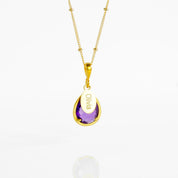 February Birthstone & Name Necklace : Purple Amethyst