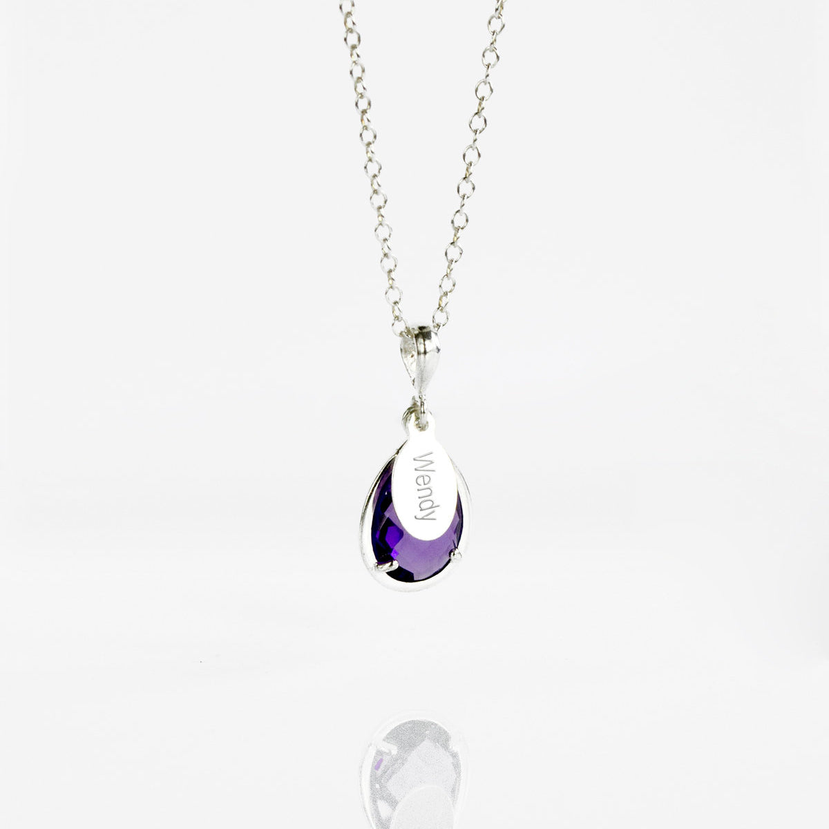 February Birthstone & Name Necklace : Purple Amethyst