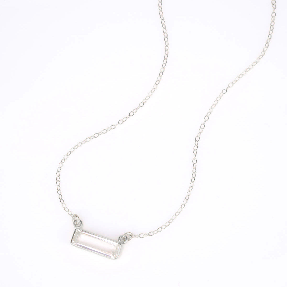 Clear Quartz Bar Necklace : April Birthstone : Adira Series