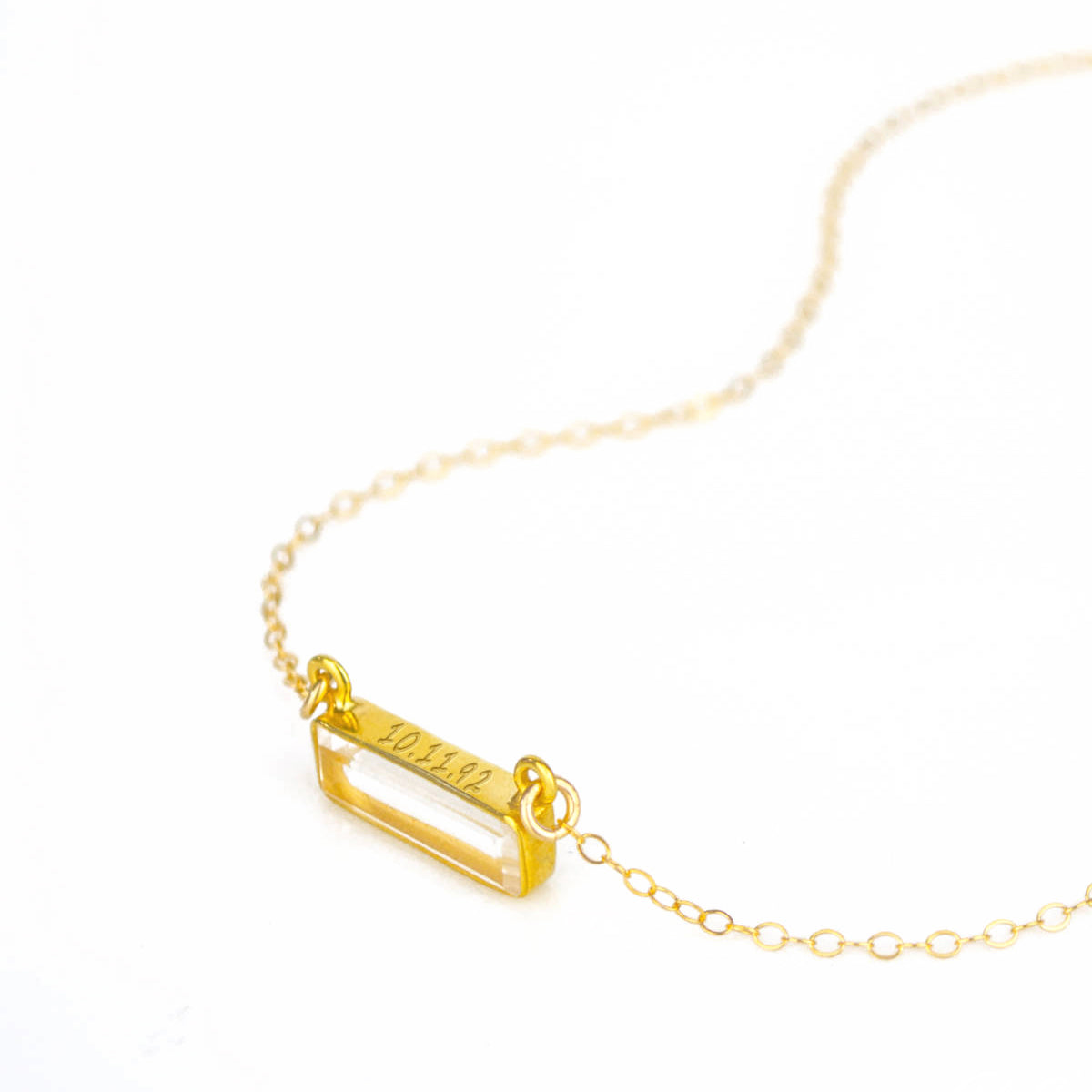 Clear Quartz Bar Necklace : April Birthstone : Adira Series