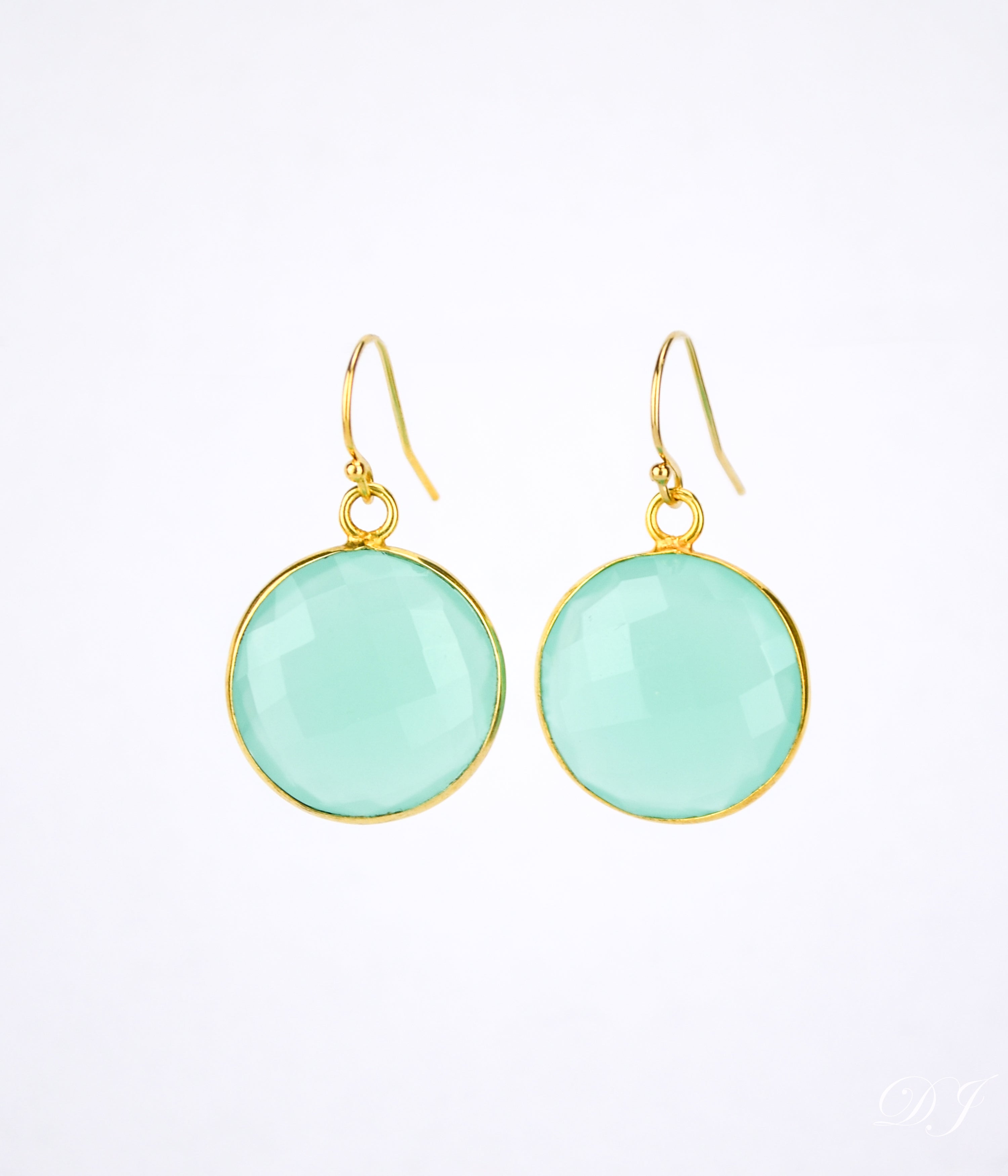 Aqua Chalcedony Earrings : March Birthstone