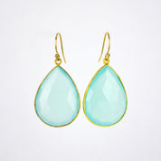 Aqua Chalcedony Earrings : March Birthstone