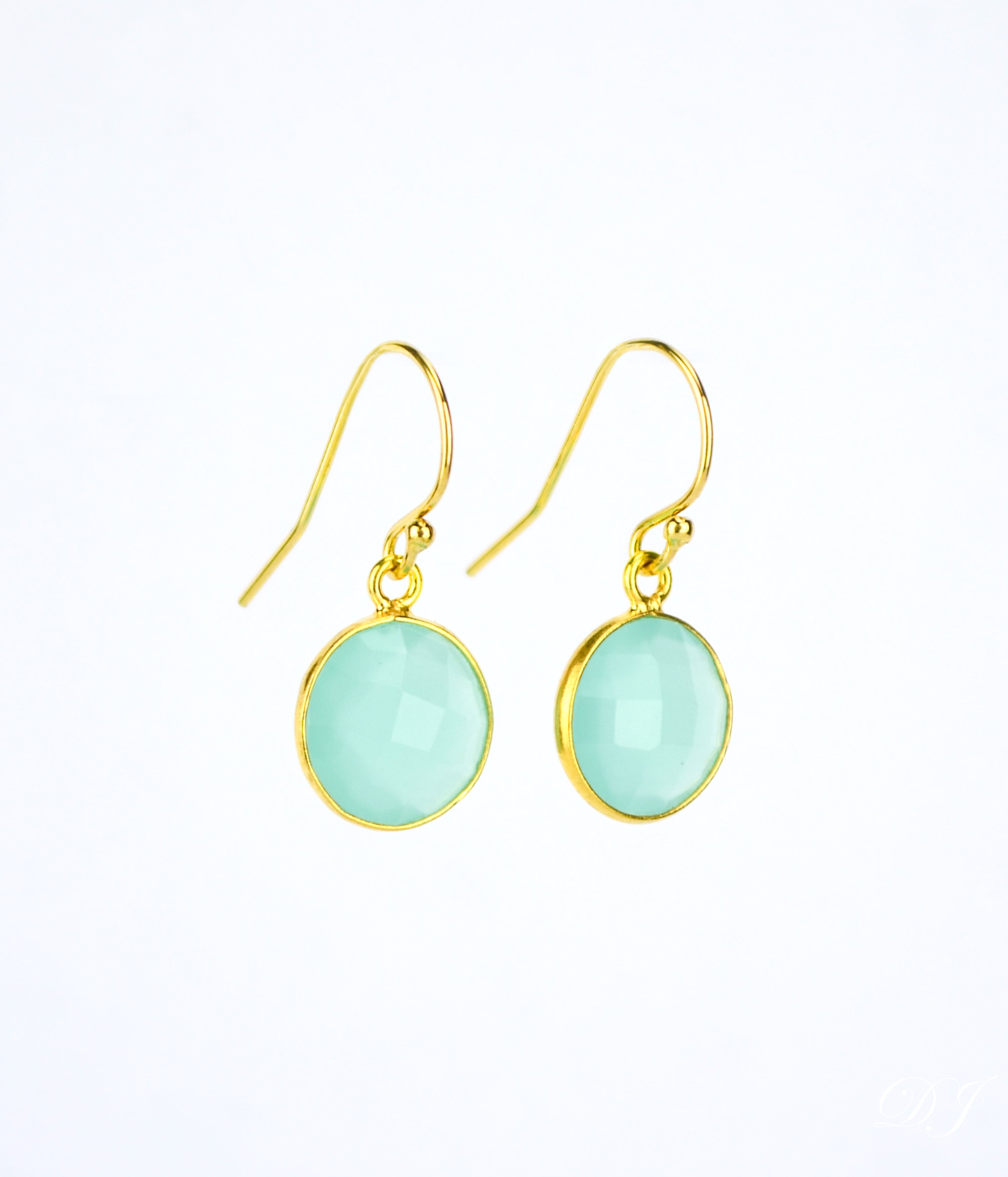 Aqua Chalcedony Earrings : March Birthstone