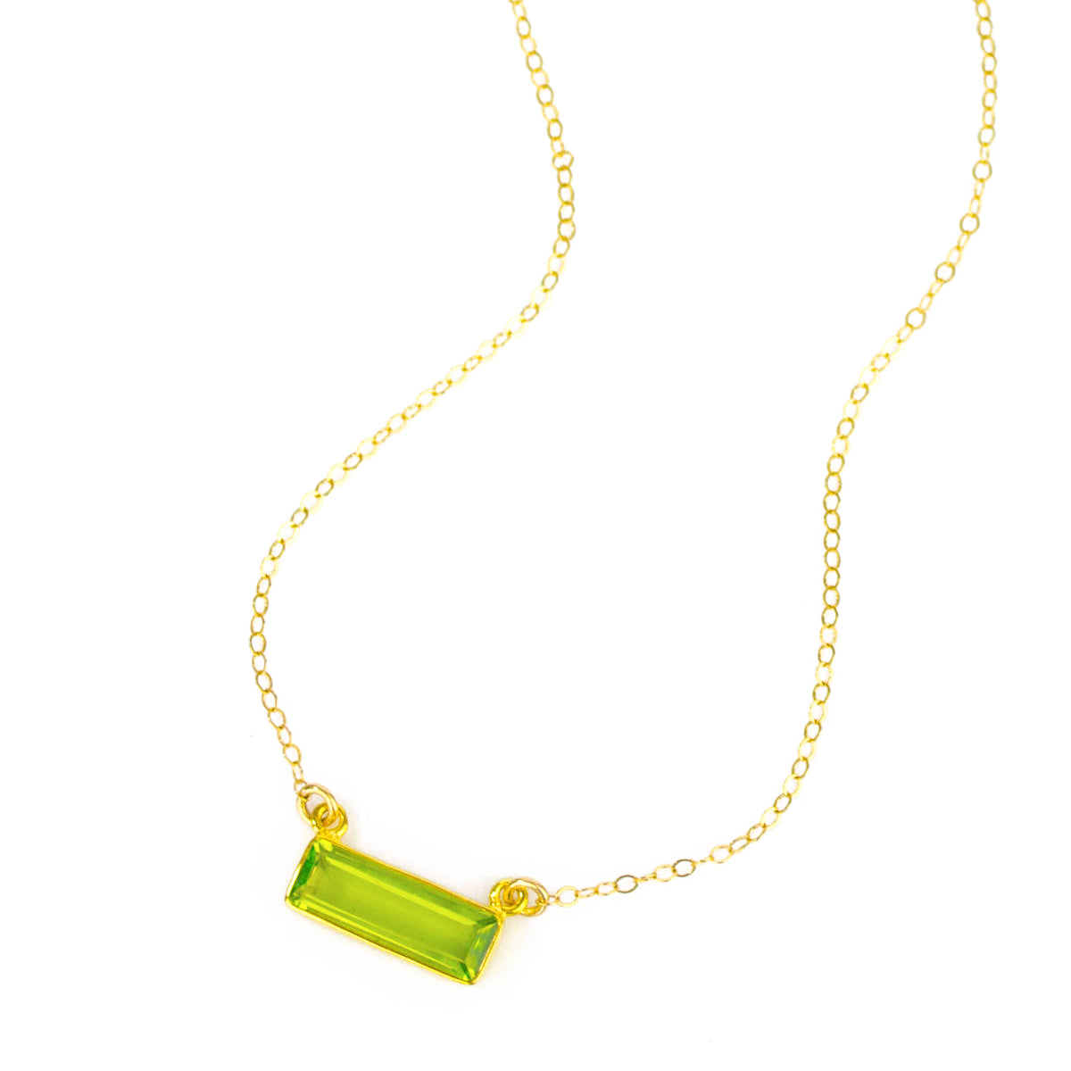 Peridot Bar Necklace : August Birthstone : Adira Series