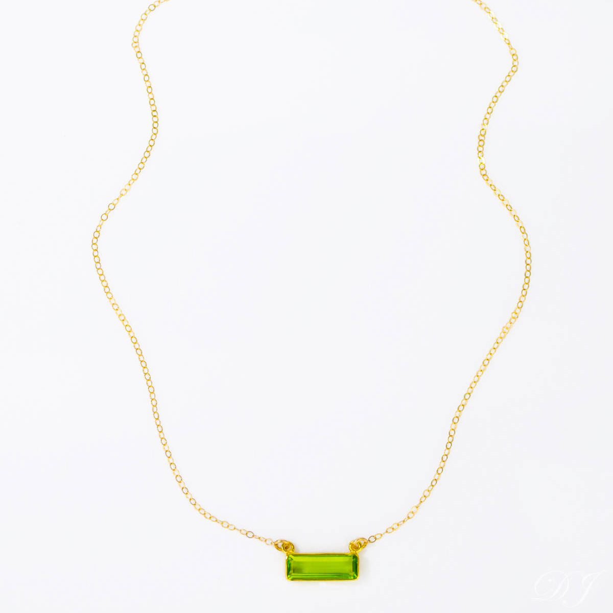 Peridot Bar Necklace : August Birthstone : Adira Series