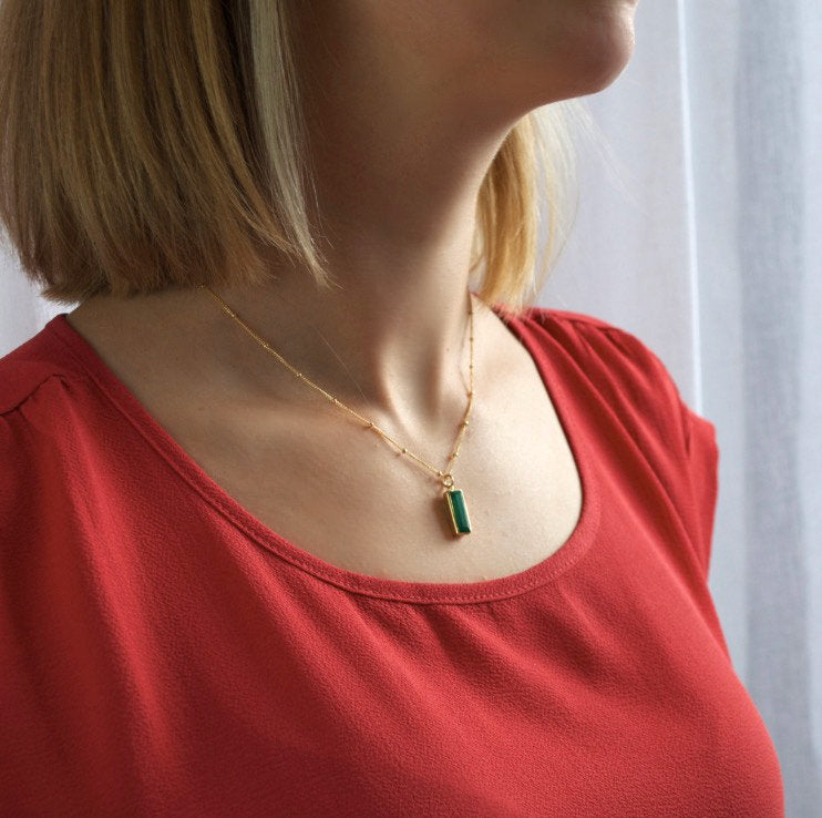 Vertical Birthstone Bar Necklace for Mom : Adira Series