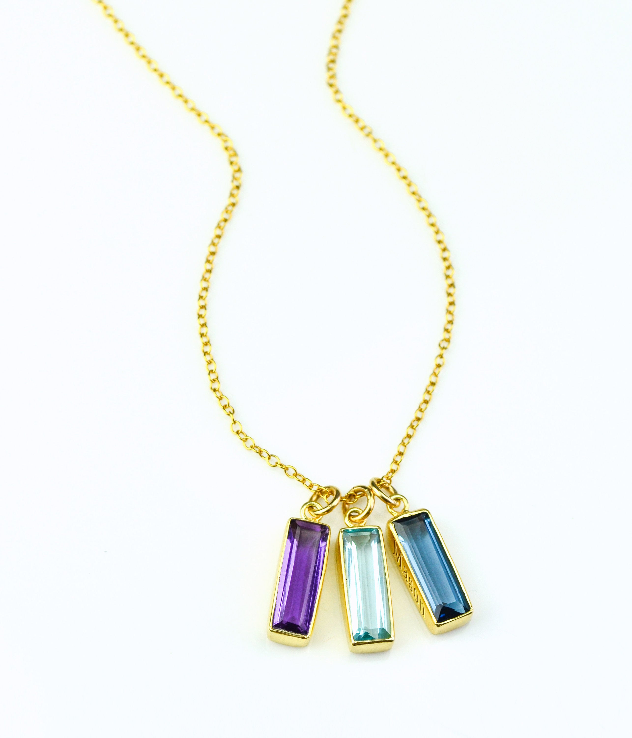 Vertical Birthstone Bar Necklace for Mom : Adira Series